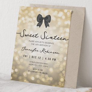 Convites Arco Elegante & Luzes Sweet Sixteen Dourado