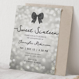 Convites Arco Elegante & Luzes Sweet Sixteen Prata