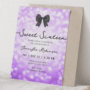 Convites Arco Elegante & Luzes Sweet Sixteen Roxo