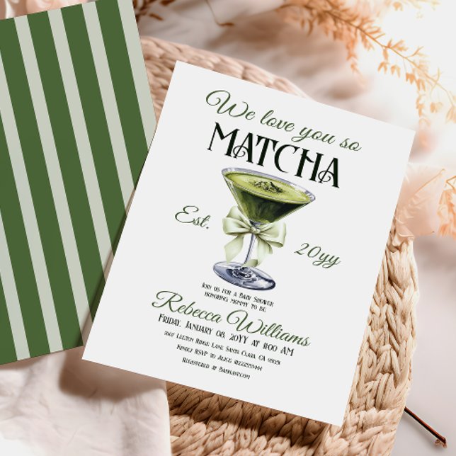 Convites Arco Elegante Te Ama Tão Chá de fraldas De Matcha (Criador carregado)