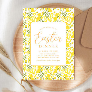 Convites Arco Floral Amarelo Moderno para Jantar de Páscoa