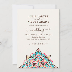 Convites Arco Floral Art Nouveau Árabe Mandala Casamento