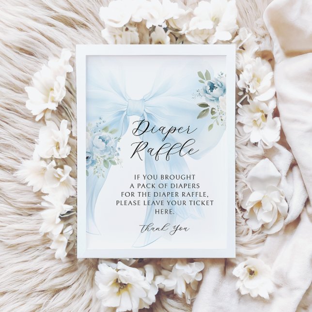 Convites Arco Floral Azul Coquette Sorteio de Fraldas Chás  (Criador carregado)