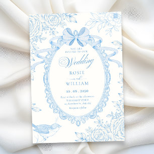 Convites Arco floral botânico clássico azul elegante casame