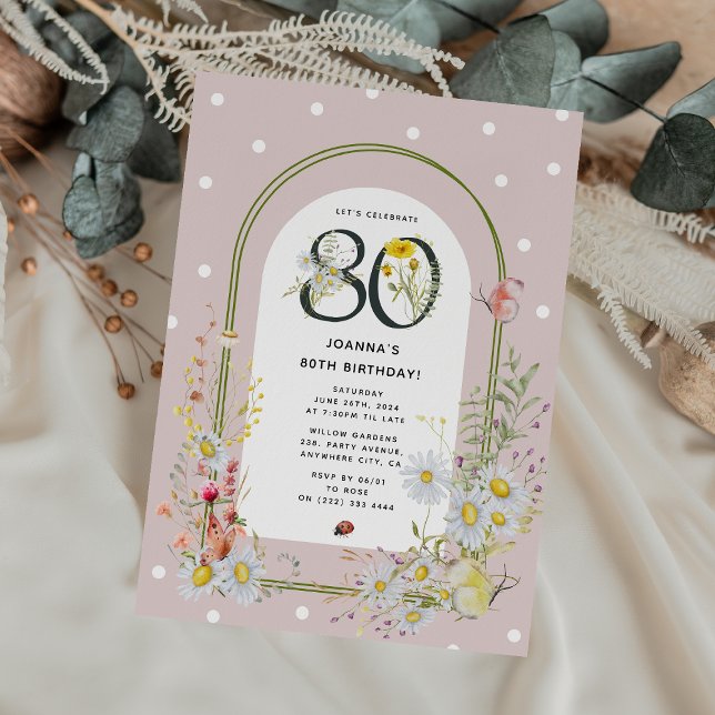 Convites Arco Floral Botânico Festa de 80 Anos de Idade (Criador carregado)