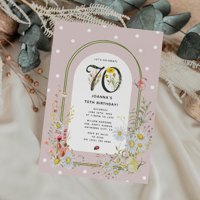Convites Arco Floral Botânico Festa de Aniversário de 70 An (Criador carregado)