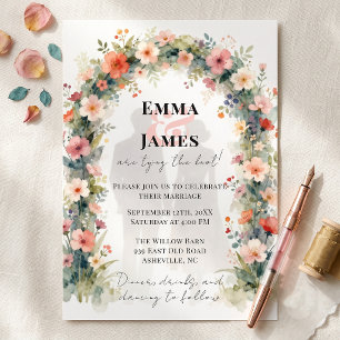 Convites Arco Floral Coral Rosa Água Casamento Jardim