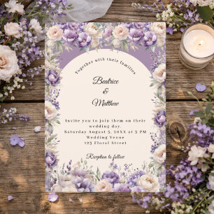 Convites Arco floral creme champanhe lavanda para casamento