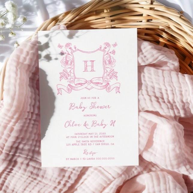 Convites Arco Floral de Crest Russo Chinoiserie (Criador carregado)