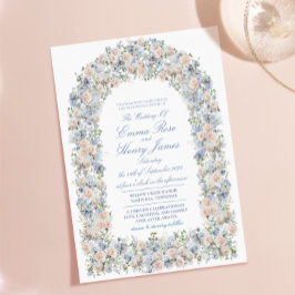 Convites Arco Floral de Hortênsias Azul Desbotado Casamento