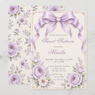 Convites Arco Floral de Lavanda Coquete Sweet Sixteen