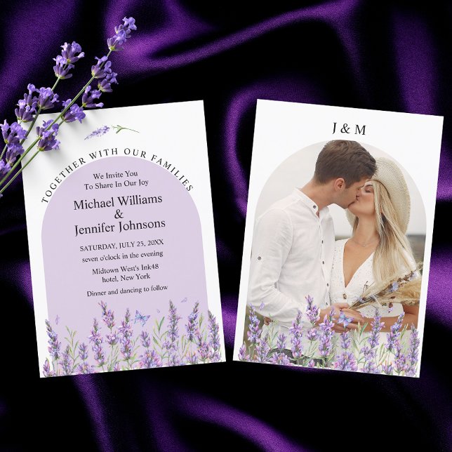 Convites Arco Floral de Lavanda Foto Casamento (Criador carregado)
