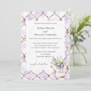 Convites Arco Floral de Lavanda Romântica Casamento