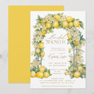 Convites Arco Floral de Limão Boho Amarelo Chá de Noiva