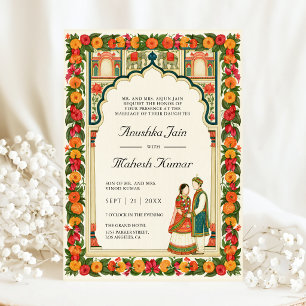 Convites Arco Floral de Marigold Vibrante Casamento de Casa
