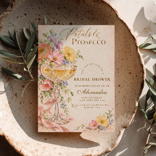Convites Arco Floral de Pétalas & Prosecco para Chá de Noiv