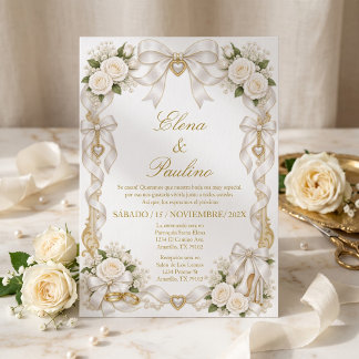 Convites Arco Floral de Rosa de Ouro Branco
