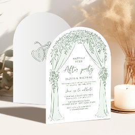 Convites Arco floral desenhado à mão para casamento Sage