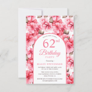 Convites Arco Floral Jardim Bonito Rosa 62º Aniversário