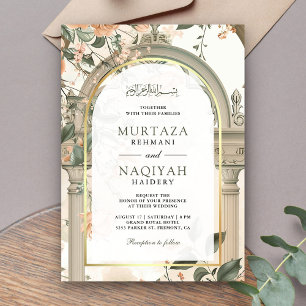 Convites Arco Floral Mughal Antigo Rústico Casamento Muçulm