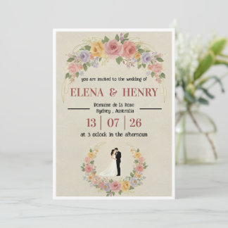 Convites Arco Floral Pastel Caprichoso e Noivo e Noiva 