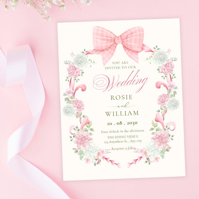 Convites Arco floral pastel elegante casamento (Criador carregado)