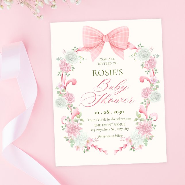 Convites Arco floral pastel elegante chá de bebê (Criador carregado)
