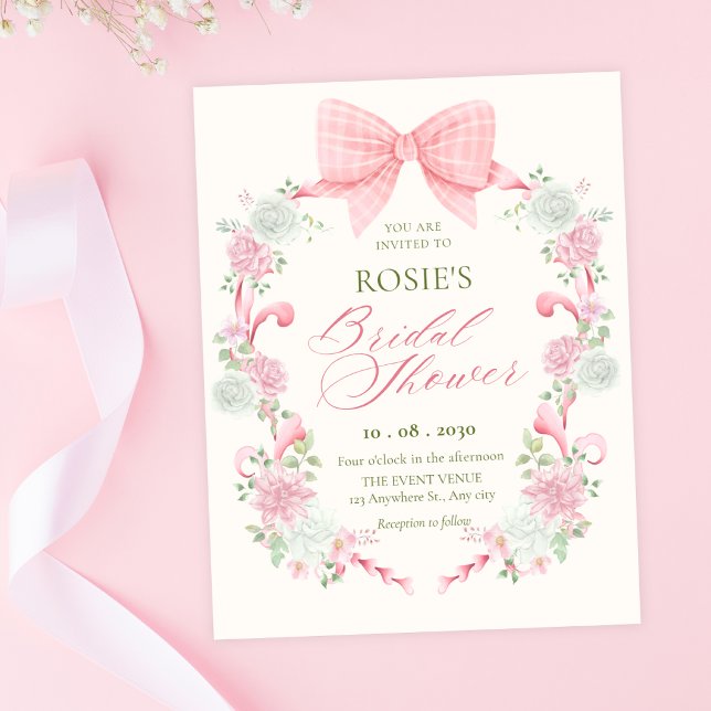Convites Arco floral pastel elegante chá de noiva (Criador carregado)
