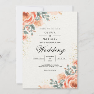 Convites Arco Floral Pêssego Florescimento Casamento