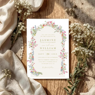 Convites Arco floral romântico delicado casamento moderno C