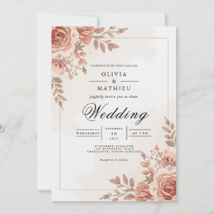 Convites Arco Floral Rosa Bege Casamento