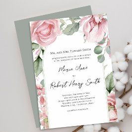 Convites Arco Floral Rosa Bege Elegante Casamento