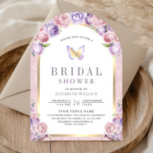 Arco Floral Rosa Lavanda Borboleta Chá de Noiva