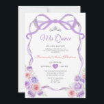 Convites Arco Floral Rosa Rosa Púrpura Silver Mis Quince<br><div class="desc">EDITABLE Dusty Purple Pink Floral Frame Silver Mis Quince Convite Elegante Quinceañera Dusty Púrpura Princesa Rosa Noite Frio Convite Silver Crown Mis Quince 15 Anos,  16ª Festa de aniversário</div>