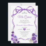 Convites Arco Floral Roxo Fita Prata Coroa Mis Quince<br><div class="desc">EDITABLE Purple Floral Arco Fita Silver Coroa Mis Quince Convite Elegante Quinceañera Purple Princesa Floral Aniversário Convite Silver Coroa Mis Quince 15 Anos,  16ª Festa de aniversário</div>