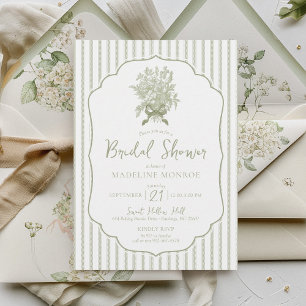 Convites Arco Floral Sage Green Vintage Chá de panela simpl