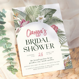 Convites Arco Floral Tropical Moderno Chá de Noiva de Verão