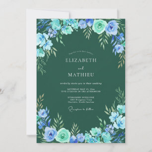 Convites Arco Floral Verde Azul Casamento