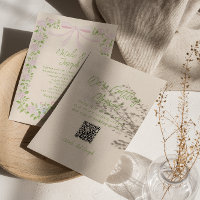 Arco Floral Verde Rosa Desenhado à Mão Código QR C