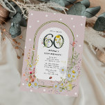 Convites Arco Foral Botânico 60ª Festa de aniversário<br><div class="desc">Convite de festas botânico de aniversário de 30 anos. Design apresenta um fundo cor-de-rosa empoeirado decorado em bolinhas brancas,  um arco enquadrado adornada com primavera de aquarela/florais de verão e criaturas bonito da vida selvagem. O modelo editável é fácil de personalizar com seus próprios detalhes de evento.</div>