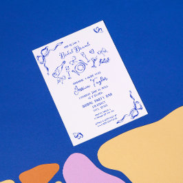 Convites Arco Francês Azul Bridal Brunch Francês Em