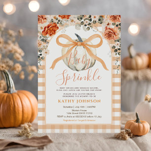 Convites Arco Gingham Pumpkin Chá de fraldas de Baby Sprink