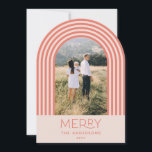 Convites Arco-íris 1 fotografia Natal com faixa cor-de-rosa<br><div class="desc">Candy pastel cor-de-rosa verde-escuro stripe arco-íris 1 foto Merry Christmas card.</div>