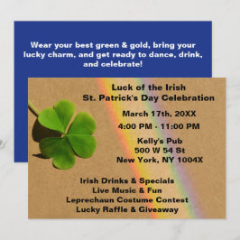 Convites Arco-íris Azul & Trevo Verde Irlandês Bebendo