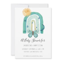 Arco-íris Boho Aquarela Moderno Azul Turquesa Sol 