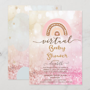 Convites Arco-Íris,Chá de fraldas Virtual de Estrelas de 