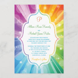 Convites Arco-Íris Cores Riscadas Invitação de Casamento Su