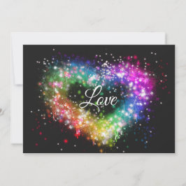 Convites Arco-íris cores spray pintura brilhando coração