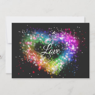 Convites Arco-íris cores spray pintura brilhando coração