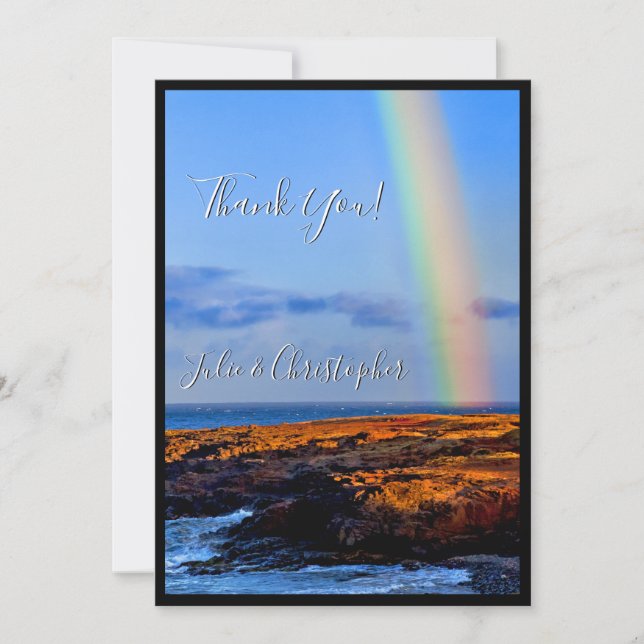 Convites Arco-Íris de Amor e Felicidade, Casamento, Obrigad (Frente)